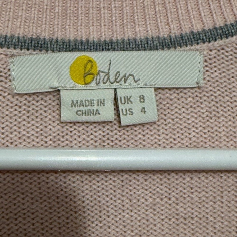 Boden Womens V-Neck Cardigan Sweater Pink Rainbow Buttons Sz 4 Twee Chic Kawaii - Picture 3 of 9
